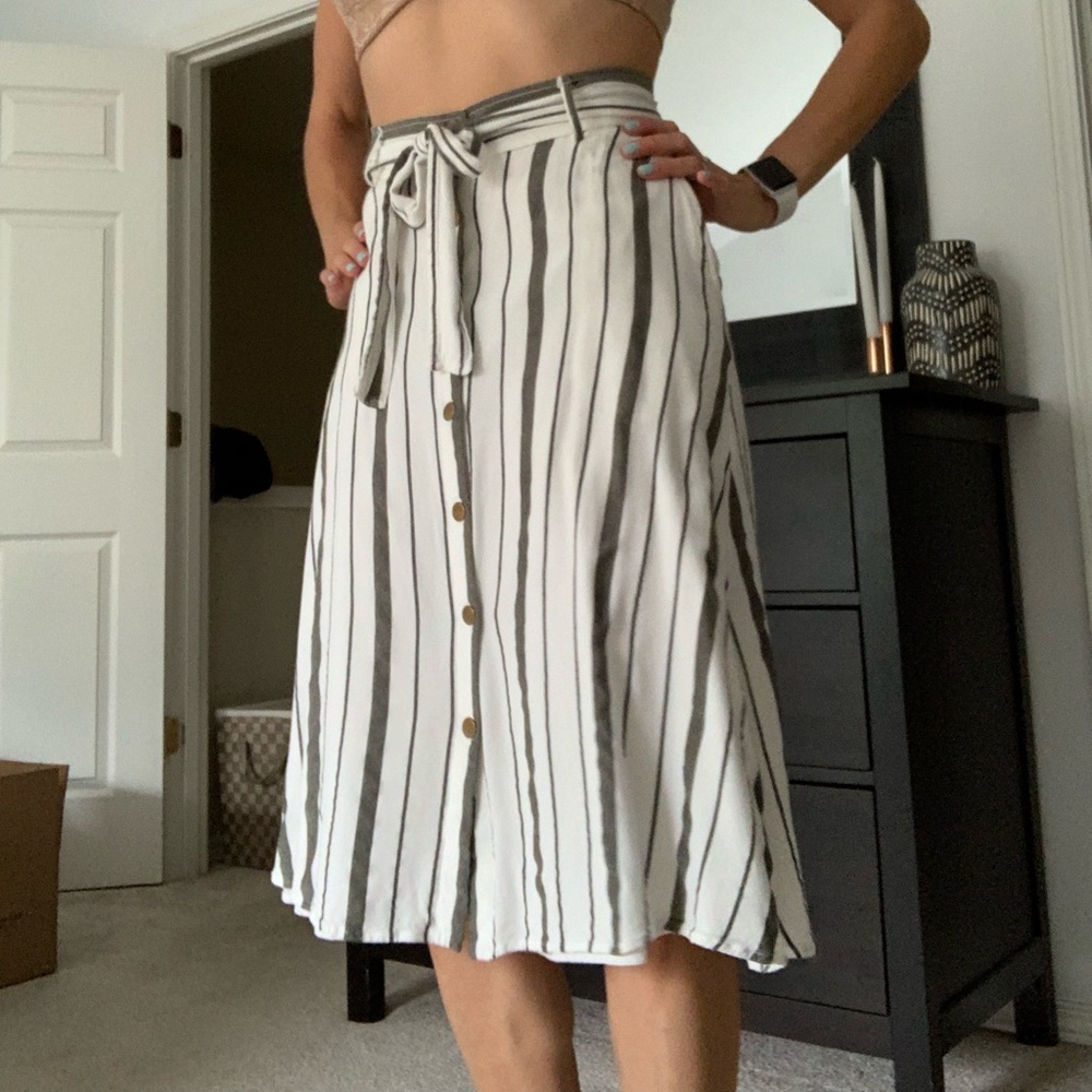 Loft stripped midi skirt